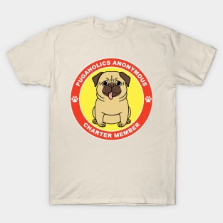 Pugaholics Anonymous Charter Member Pug Dog Lover (Tan) T-Shirt